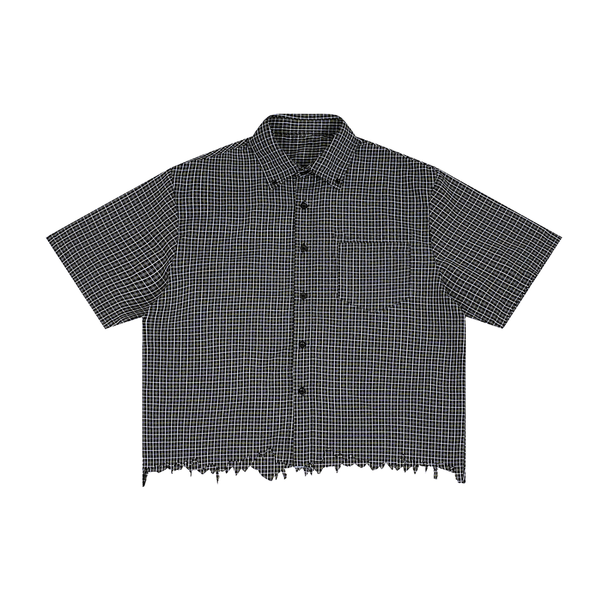 “FOR HIS GLORY” Distressed Plaid Boxy Shirt