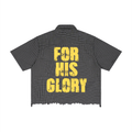 “FOR HIS GLORY” Distressed Plaid Boxy Shirt